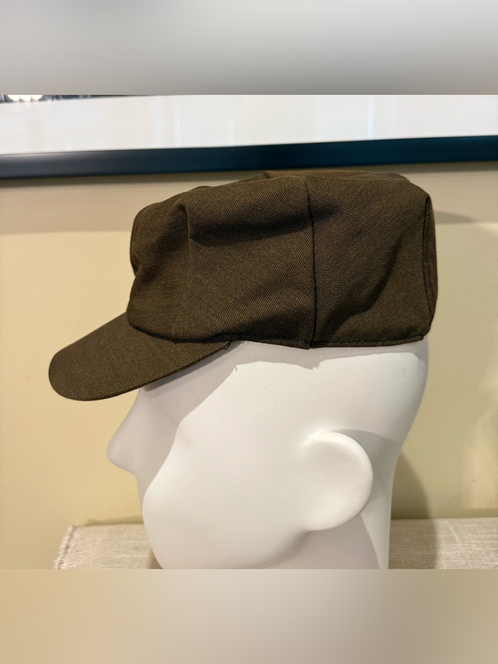 Vintage Olive Green Cadet Cap Ear Flaps Quilted Lined Sz 7 Military Style Hat